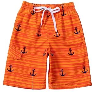 Nautical Orange Kids Swim Trunks